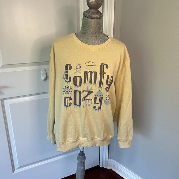 Yellow "Comfy Cozy" Sweatshirt Size M EUC - Picture 1 of 2